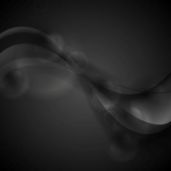 Dark abstract shiny waves. Vector background