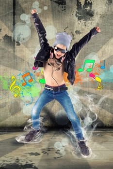 Boy jumps - music trend