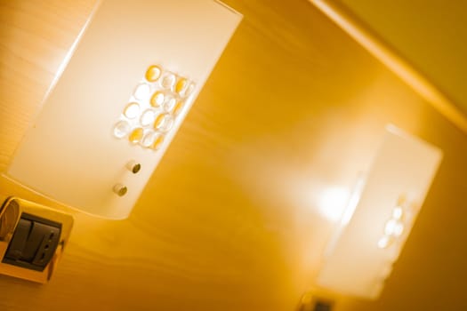 Jewel lamps. Particular of a lamp in hotel room.