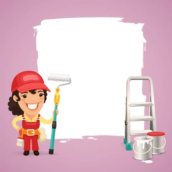 Female Painter With Text Box In the EPS file, each element is grouped separately. Clipping paths included in additional jpg format.
