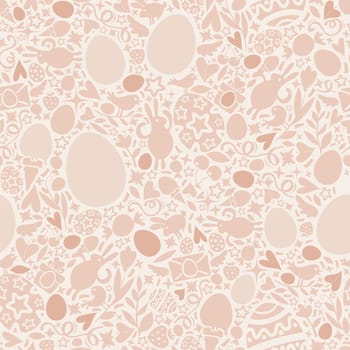 Easter Seamless Pattern in Beige Colors. Easter symbols Shapes. Editable pattern in swatches.