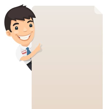 Manager Looking at Blank Poster. In the EPS file, each element is grouped separately. Isolated on white background. JPG with paths.
