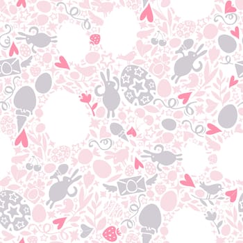 Easter Seamless Pattern in Pastel Shades. Easter symbols Shapes. Editable pattern in swatches.