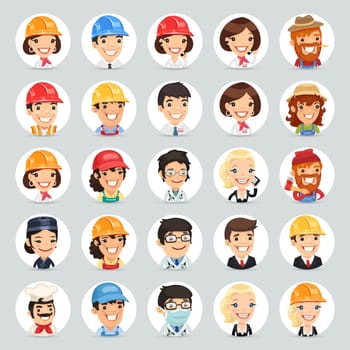 Professions Vector Characters Icons Set1.2 In the EPS file, each element is grouped separately. Clipping paths included in additional jpg format.