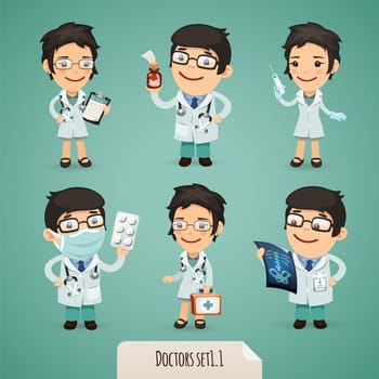 Doctors Cartoon Characters Set1.1 In the EPS file, each element is grouped separately. Clipping paths included in additional jpg format.