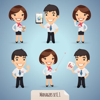 Managers Cartoon Characters Set1.1 In the EPS file, each element is grouped separately. Clipping paths included in additional jpg format.