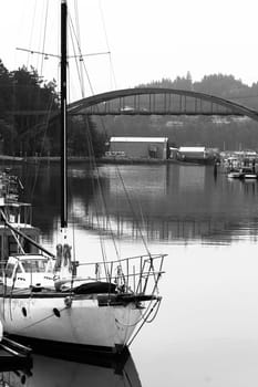The Rainbow Bridge spans the channel in Laconner