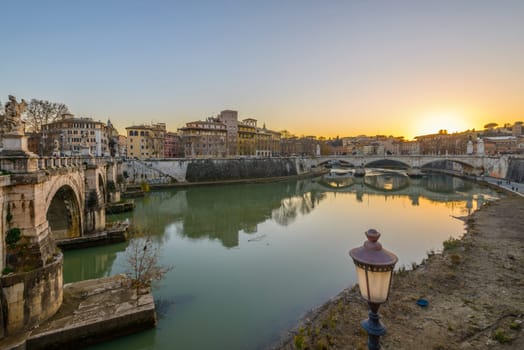 bridge on tevere river in rome near vatican