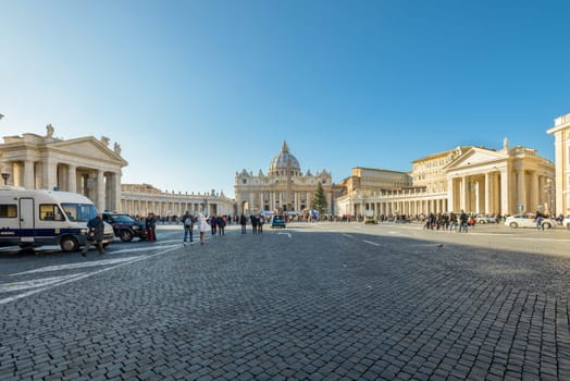 Landscape of San Pietro in Rome and the square in Italy