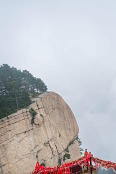 View of the stunning mountain landscape from the West Peak on Huashan mountain, Xian, Shaanxi Province, China