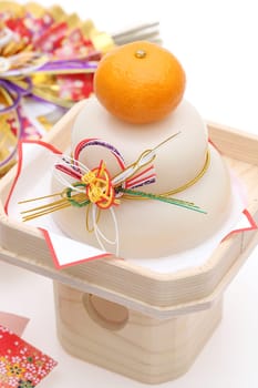 Traditional Japanese new year decoration Kagamimochi made from rice