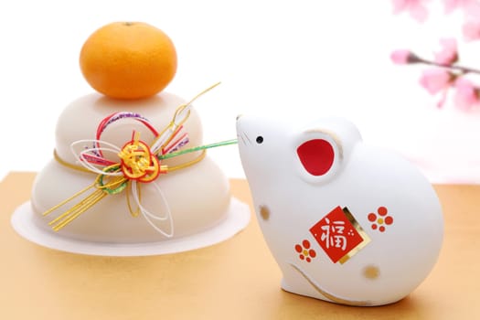 Dolls of Nezumi Mouse. Japanese new year card. Japanese new year Mouse object.