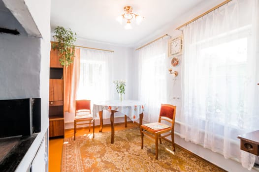 Russia, Moscow- July 08, 2019: interior room apartment. standard rustic country old house
