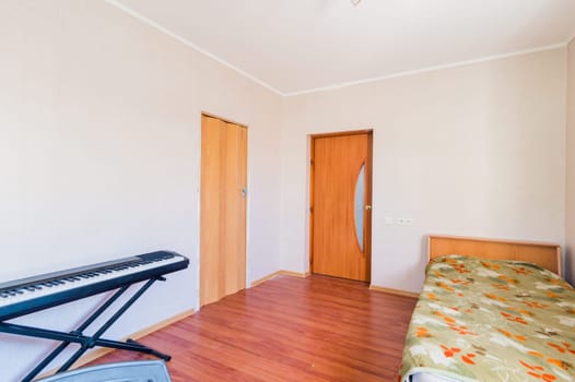 Russia, Moscow- July 08, 2019: interior room apartment. standard rustic country old house
