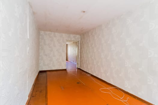 Russia, Moscow- July 08, 2019: interior room apartment. standard repair decoration in hostel. old not modern decor
