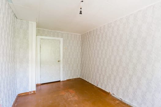 Russia, Moscow- July 08, 2019: interior room apartment. standard repair decoration in hostel. old not modern decor