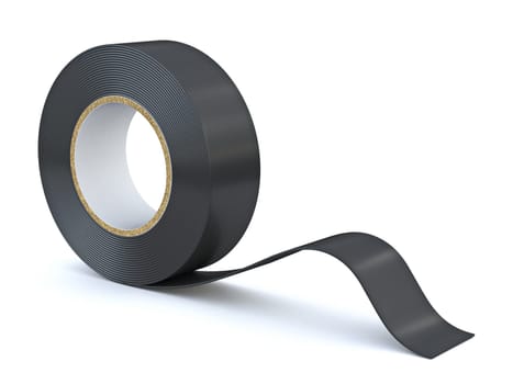 Black insulating tape 3D render illustration isolated on white background