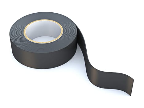 Black insulating tape 3D render illustration isolated on white background