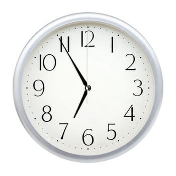 Analog wall clock isolated on white background.