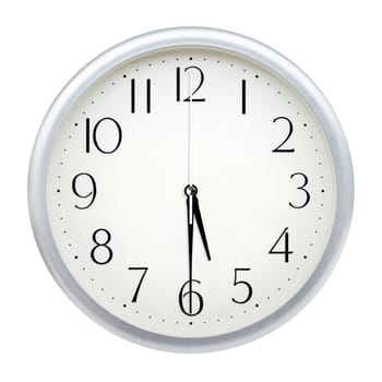 Analog wall clock isolated on white background.