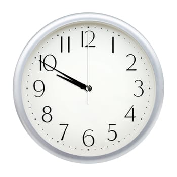 Analog wall clock isolated on white background.