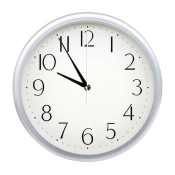 Analog wall clock isolated on white background.