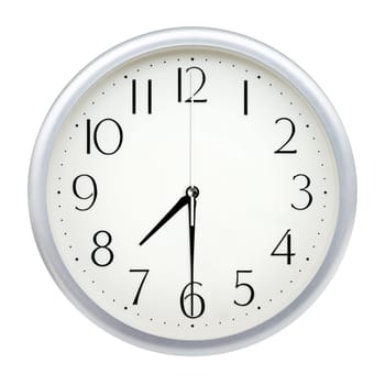 Analog wall clock isolated on white background.