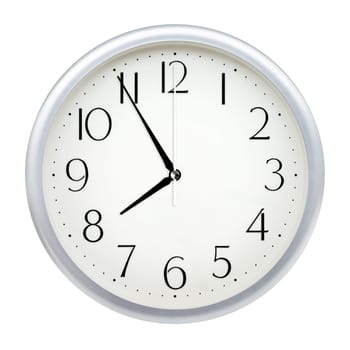 Analog wall clock isolated on white background.