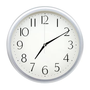 Analog wall clock isolated on white background.