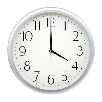 Analog wall clock isolated on white background.