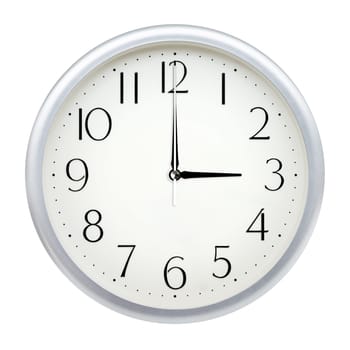 Analog wall clock isolated on white background.