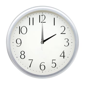 Analog wall clock isolated on white background.