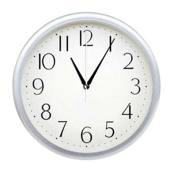 Analog wall clock isolated on white background.