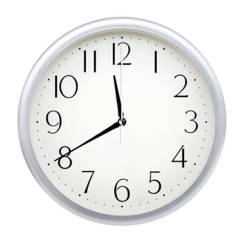 Analog wall clock isolated on white background.