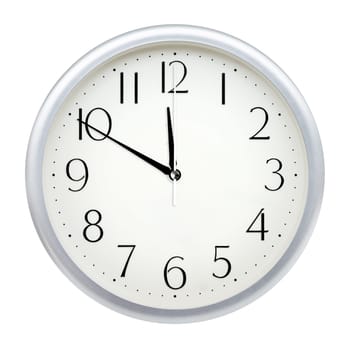 Analog wall clock isolated on white background.