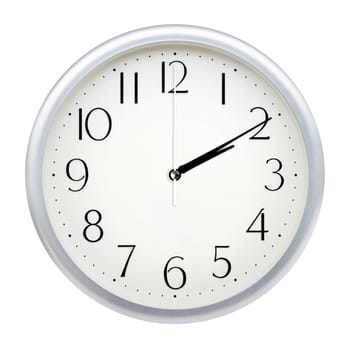 Analog wall clock isolated on white background.