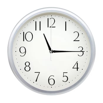 Analog wall clock isolated on white background.