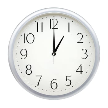 Analog wall clock isolated on white background.