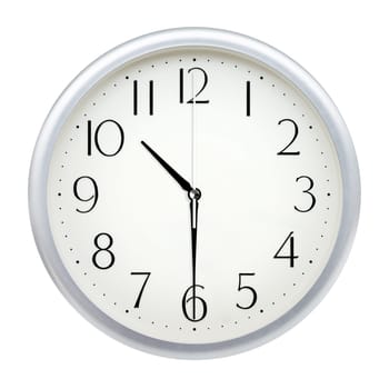 Analog wall clock isolated on white background.