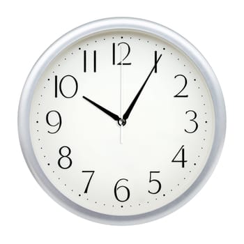 Analog wall clock isolated on white background.