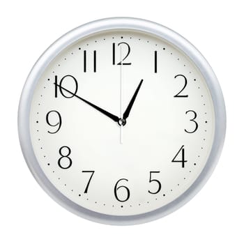 Analog wall clock isolated on white background.