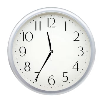Analog wall clock isolated on white background.