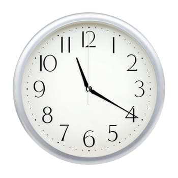 Analog wall clock isolated on white background.