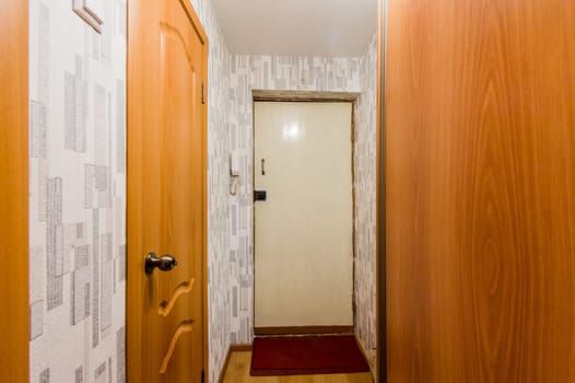 Russia, Moscow- July 16, 2019: interior room apartment. standard repair decoration in hostel