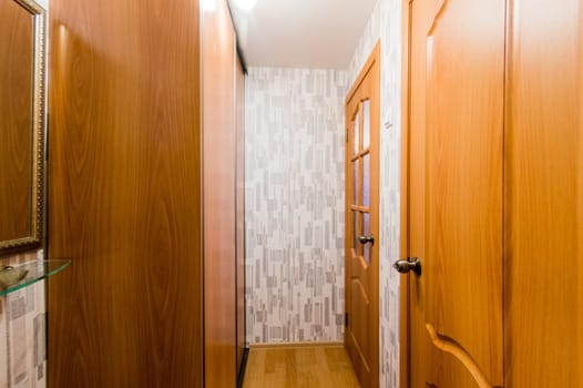 Russia, Moscow- July 16, 2019: interior room apartment. standard repair decoration in hostel