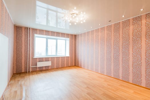 Russia, Moscow- July 16, 2019: interior room apartment. standard repair decoration in hostel. bright empty room without furniture