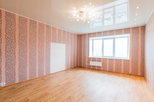 Russia, Moscow- July 16, 2019: interior room apartment. standard repair decoration in hostel. bright empty room without furniture
