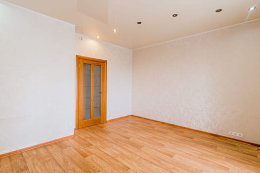 Russia, Moscow- July 16, 2019: interior room apartment. standard repair decoration in hostel. bright empty room without furniture