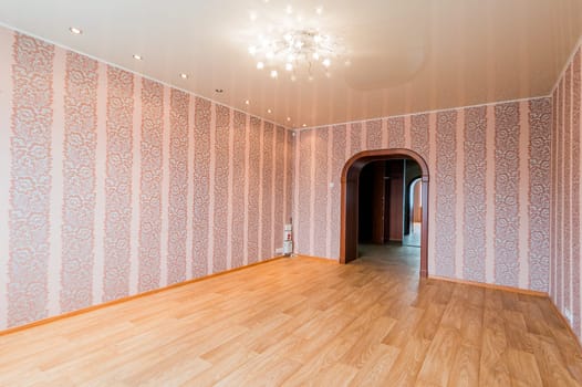 Russia, Moscow- July 16, 2019: interior room apartment. standard repair decoration in hostel. bright empty room without furniture