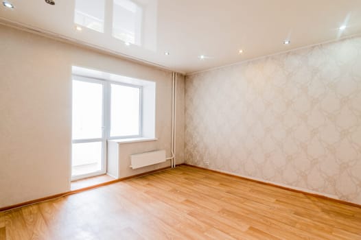 Russia, Moscow- July 16, 2019: interior room apartment. standard repair decoration in hostel. bright empty room without furniture